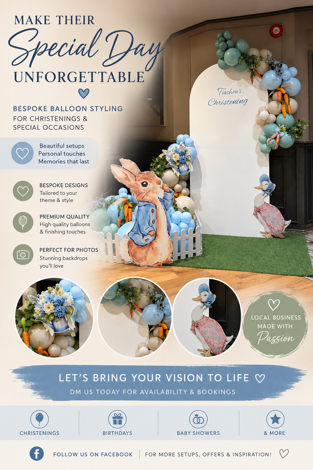 Peter Rabbit themed Christening event poster