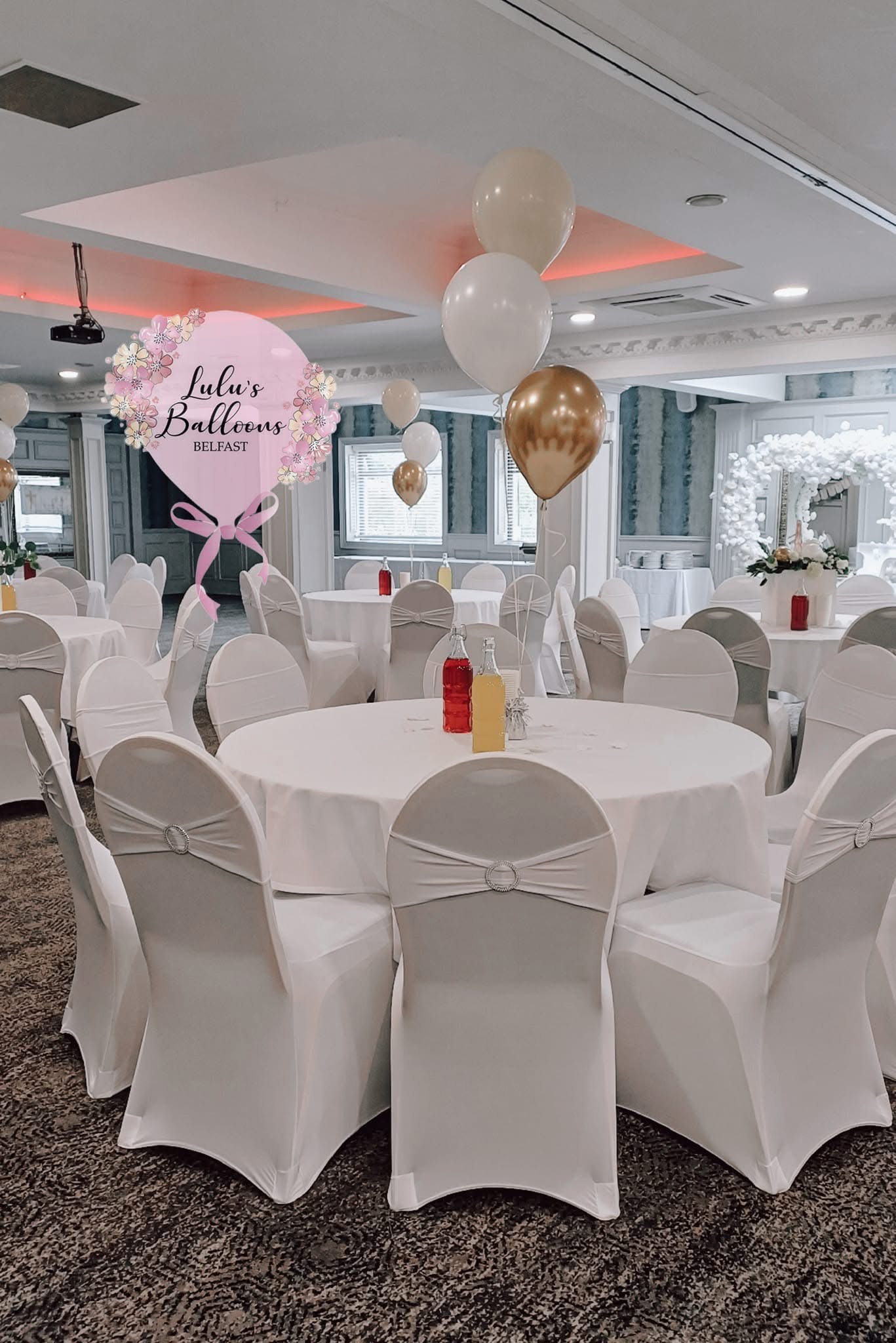 Elegant Christening balloon setup with teddy bear theme